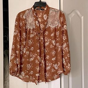 Brand new brown floral blouse